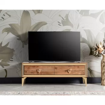 Comoda TV LAZIO, cu sertare, alun, 138x38x49 cm imagine