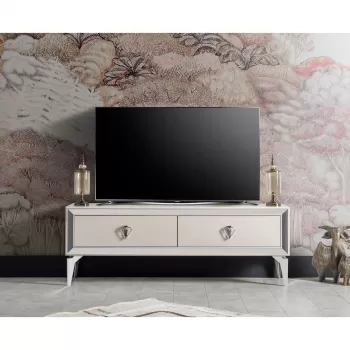 Comoda TV LAZIO, cu sertare, crem, 138x38x49 cm imagine