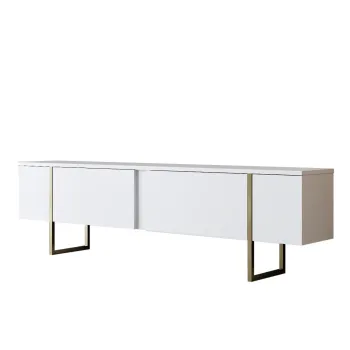 Comoda TV LUXE, alb + auriu, 180x30x50 cm imagine
