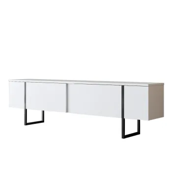 Comoda TV LUXE, alb + negru, 180x30x50 cm imagine