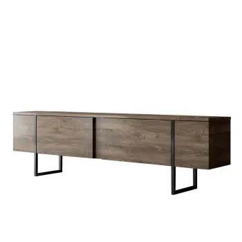 Comoda TV LUXE, nuc + negru, 180x30x50 cm imagine