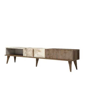 Comoda TV MILAN, nuc + alb, 180x35x40 cm imagine
