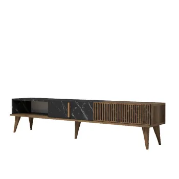 Comoda TV MILAN, nuc + negru, 180x35x40 cm imagine
