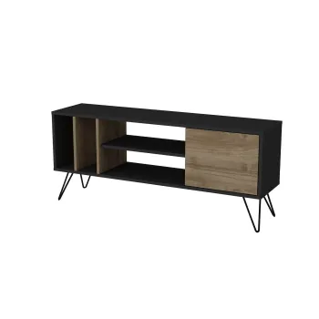 Comoda TV MISTICO, nuc + negru, 140x35,5x58,7 cm imagine