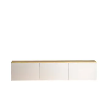 Comoda TV NEON, alb + stejar, 160x32x35 cm imagine