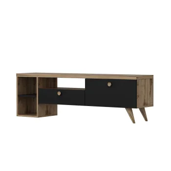 Comoda TV PARION, negru + stejar, 150x35x47 cm imagine