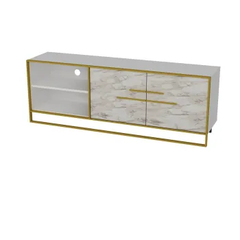 Comoda TV POLKA, auriu + alb, 160x38,5x56,6 cm imagine
