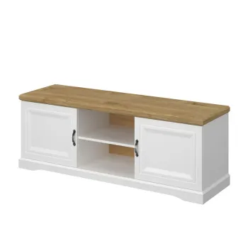 Comoda TV RIVA, 2 usi, alb + stejar harbor, 149,6x45x54,5 cm imagine