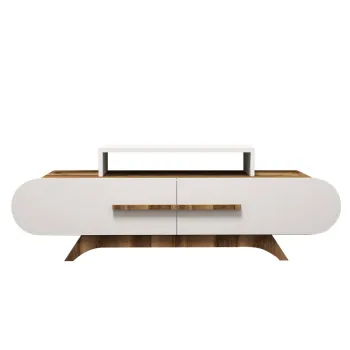 Comoda TV ROSE, nuc + alb, 145x36,8x49,8 cm imagine