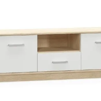 Comoda TV TIPS, 2 usi, 1 sertar, stejar sonoma + alb, 123,2x38,3x42,5 cm imagine