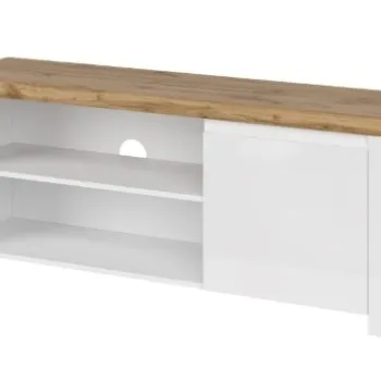 Comoda TV VIGO, 1 usa, alb + stejar wotan, 156x41,5x61 cm imagine
