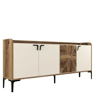 Comoda VENEDIK, nuc + crem, 180x35x78 cm imagine