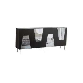 Comoda VENICE, negru + fum, 180x40x80 cm imagine