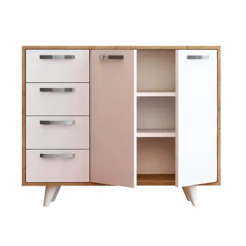 Comoda WAGA, stejar + alb, 100x35x82 cm imagine