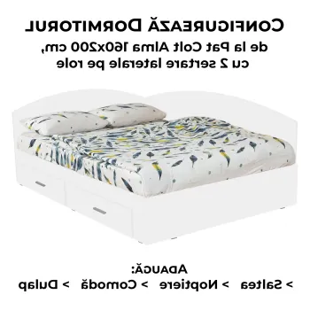 Configurator Dormitor ALMA, alb, de la Pat Colt Alma 160x200 cm, cu 2 sertare laterale pe role imagine