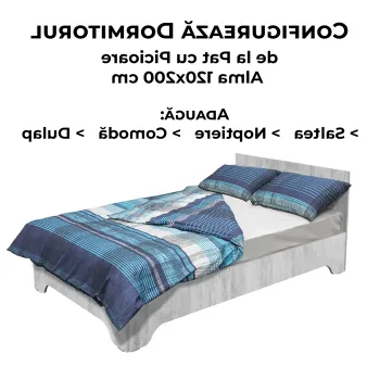 Configurator Dormitor ALMA, pin antichizat, de la Pat cu picioare Alma 120x200 cm imagine