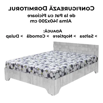 Configurator Dormitor ALMA, pin antichizat, de la Pat cu picioare Alma 140x200 cm imagine