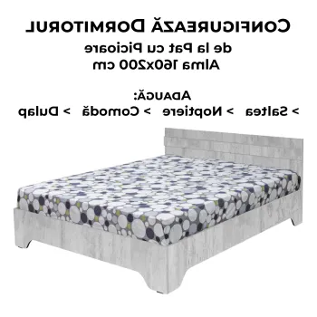 Configurator Dormitor ALMA, pin antichizat, de la Pat cu picioare Alma 160x200 cm imagine
