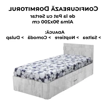 Configurator Dormitor ALMA, pin antichizat, de la Pat cu sertar Alma 90x200 cm imagine