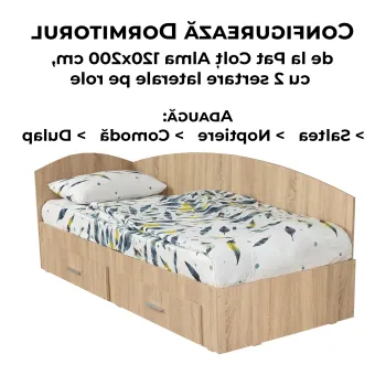 Configurator Dormitor ALMA, sonoma deschis, de la Pat Colt Alma 120x200 cm, cu 2 sertare laterale pe role imagine