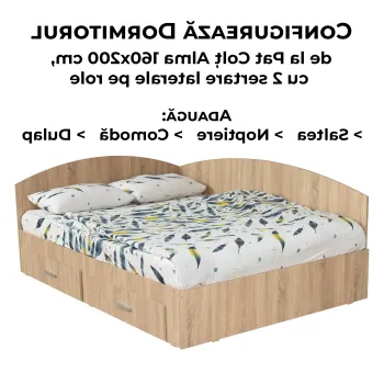Configurator Dormitor ALMA, sonoma deschis, de la Pat Colt Alma 160x200 cm, cu 2 sertare laterale pe role imagine