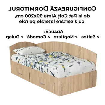 Configurator Dormitor ALMA, sonoma deschis, de la Pat Colt Alma 90x200 cm, cu 2 sertare laterale pe role imagine