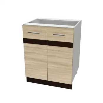 Corp inferior 60 YANA, 2 usi, corp alb, fronturi sonoma deschis + inchis, 60x50x77 cm imagine