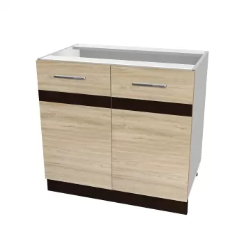 Corp inferior 80 YANA, 2 usi, corp alb, fronturi sonoma deschis + inchis, 80x50x77 cm imagine