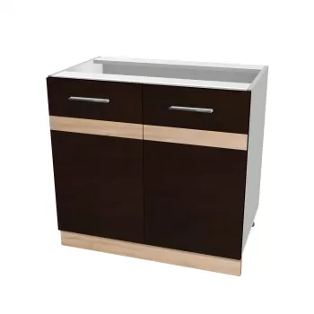 Corp inferior 80 YANA, 2 usi, corp alb, fronturi sonoma inchis + deschis, 80x50x77 cm imagine