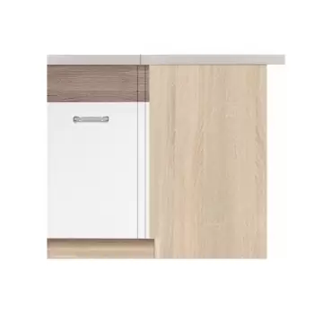 Corp inferior de colt ECO-15D stanga, 1 usa, corp stejar sonoma, fronturi alb lucios + stejar sanremo, 100x70x82 cm imagine