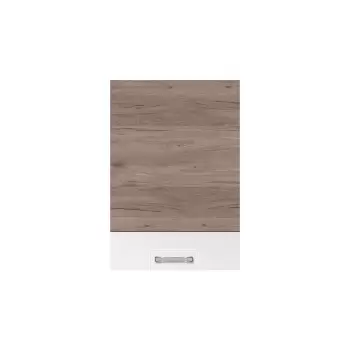 Corp superior ECO-33G, 1 usa, corp stejar sonoma, fronturi alb lucios + stejar sanremo, 50x32x72 cm imagine