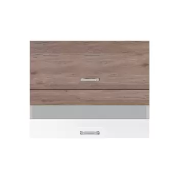 Corp superior ECO-42G, 2 usi, corp stejar sonoma, fronturi alb lucios + stejar sanremo, 90x32x72 cm imagine