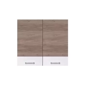 Corp superior ECO-43G, 2 usi, corp stejar sonoma, fronturi alb lucios + stejar sanremo, 80x32x72 cm imagine