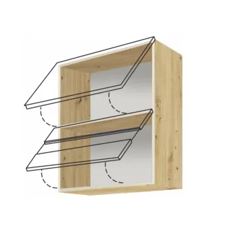 Corp superior + front ECO-40G, cu 2 usi, stejar sonoma + alb lucios + stejar sanremo, 60x32x72 cm imagine