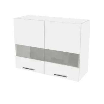 Corp suspendat 80 YANA, 2 usi, geam, corp alb, fronturi alb, 80x30x60 cm imagine