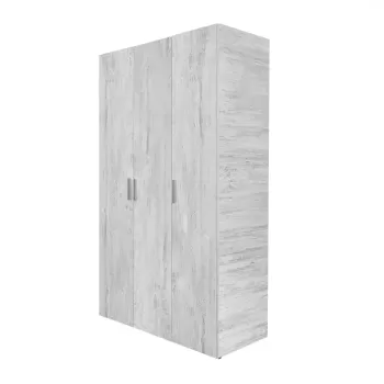 Dulap ALMA L, 3 usi, 6 rafturi, bara de haine, pin antichizat, 120x52x203 cm imagine