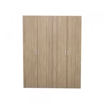 Dulap ALMA L, 4 usi, 4 rafturi, bara de haine, sonoma, 160x52x203 cm imagine