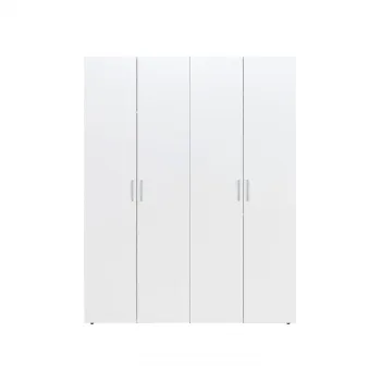 Dulap ALMA L, 4 usi, 6 rafturi, bara de haine, alb, 160x52x203 cm imagine