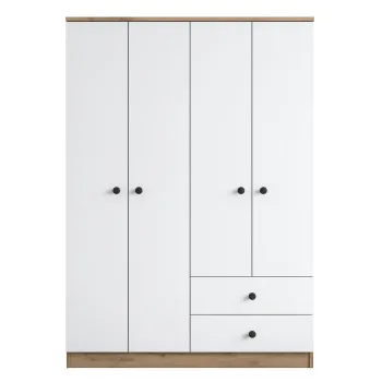 Dulap BA108, 4 usi, 2 sertare, nuc + alb, 120x42,5x170 cm imagine