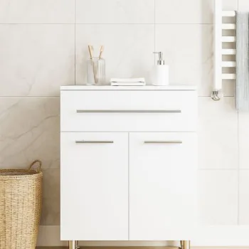 Dulap baie, 2 usi, 1 sertar, alb, 60x30x80 cm imagine