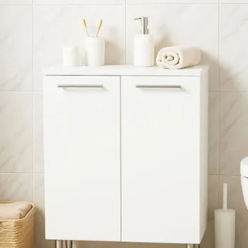 Dulap baie, 2 usi, alb, 60x30x80 cm imagine