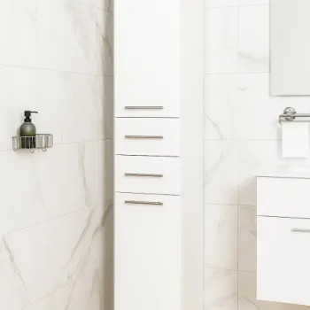 Dulap baie seria 001, front MDF, 2 usi, 2 sertare, alb, 30x31.6x180 cm imagine