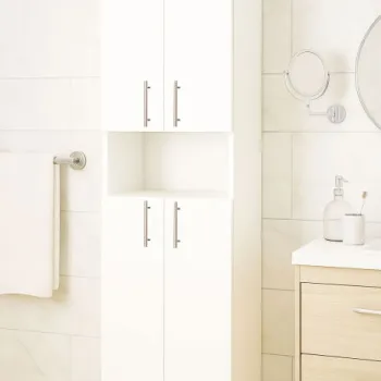 Dulap baie seria 002, 4 usi, alb, 35x31.6x166 cm imagine