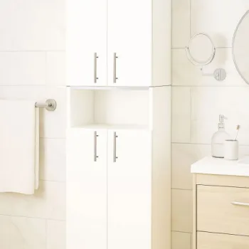 Dulap baie seria 002, 4 usi, alb, 35x31.6x166 cm imagine