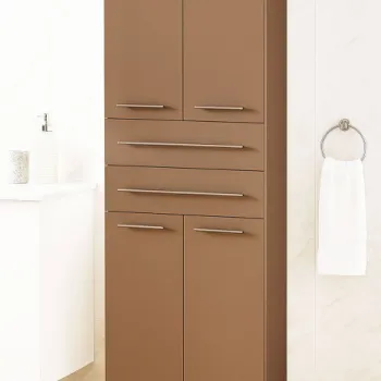 Dulap baie seria 008, front MDF, 4 usi, 2 sertare, cappuccino, 60x31.6x180 cm imagine