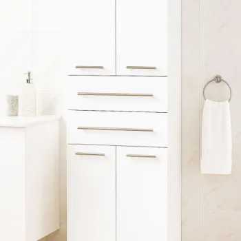 Dulap baie seria 008, front MDF, 4 usi, 2 sertare, montat, alb, 60x31.6x180 cm imagine