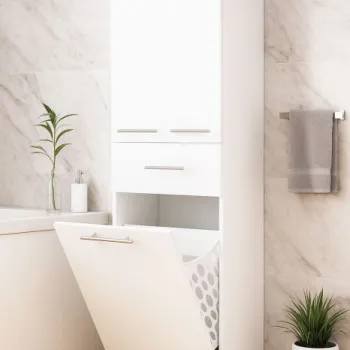 Dulap baie seria 015, front MDF, 3 usi, 1 sertar, alb, 50x36.5x166 cm imagine