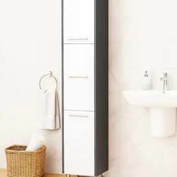 Dulap baie seria 020, 3 usi, alb + antracit, 30x30x180 cm imagine