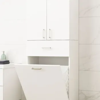 Dulap baie seria 021, 3 usi, 1 sertar, alb, 64x37x170 cm imagine