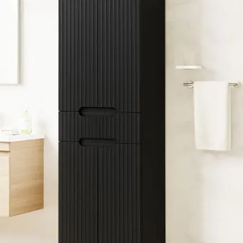 Dulap baie seria 033, front MDF, 4 usi, 1 sertar, negru, 60x31.6x166 cm imagine